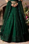 Buy_Megha & Jigar_Green Dupion Sweetheart Neck Embroidered Bridal Lehenga Set _Online_at_Aza_Fashions