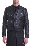 SAKSHAM & NEHARICKA_Black Faux Leather Button Front Jacket _Online_at_Aza_Fashions
