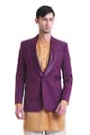 SAKSHAM & NEHARICKA_Purple Linen Jacket  _Online_at_Aza_Fashions