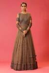 Megha & Jigar_Grey Net Round Embroidered Anarkali With Dupatta  _Online_at_Aza_Fashions