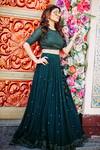 Buy_Megha & Jigar_Green Georgette Round Embroidered Lehenga Set_at_Aza_Fashions