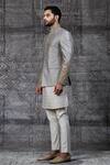 Shantnu Nikhil_Grey Classic Raw Silk Bandhgala_Online_at_Aza_Fashions