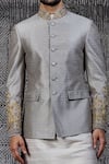 Buy_Shantnu Nikhil_Grey Raw Silk Classic Bandhgala _Online_at_Aza_Fashions