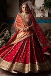 Buy_Megha & Jigar_Red Dupian Silk Embroidery Sweetheart Neck Bridal Lehenga Set _at_Aza_Fashions