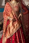 Buy_Megha & Jigar_Red Dupian Silk Embroidery Sweetheart Neck Bridal Lehenga Set _Online_at_Aza_Fashions