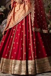 Shop_Megha & Jigar_Red Dupian Silk Embroidery Sweetheart Neck Bridal Lehenga Set _Online_at_Aza_Fashions