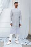 Antar Agni Grey Cotton Satin, Tussar Silk Layered Kurta Online at Aza Fashions Antar Agni_Grey Cotton Satin, Tussar Silk Layered Kurta _Online_at_Aza_Fashions