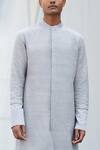 Buy Antar Agni Grey Cotton Satin, Tussar Silk Layered Kurta Online at Aza Fashions Buy_Antar Agni_Grey Cotton Satin, Tussar Silk Layered Kurta _Online_at_Aza_Fashions