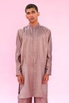 Buy_Antar Agni_Grey Cotton Silk Pintuck Kurta _at_Aza_Fashions