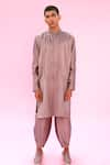 Antar Agni_Grey Cotton Silk Pintuck Kurta _Online_at_Aza_Fashions