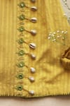 The Right Cut_Yellow Muslin Silk Embroidered Mirror Work Striped Kurta Set _at_Aza_Fashions