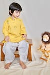Shop_The Right Cut_Yellow Cotton Embroidery Jasmine Kurta And Dhoti Salwar Set_at_Aza_Fashions
