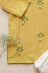 Shop_The Right Cut_Yellow Cotton Embroidery Jasmine Kurta And Dhoti Salwar Set_Online_at_Aza_Fashions
