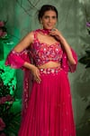 Buy_Miku Kumar_Pink Georgette Embroidered Aari Work V Neck Lehenga Set  _Online_at_Aza_Fashions