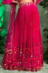 Shop_Miku Kumar_Pink Georgette Embroidered Aari Work V Neck Lehenga Set  _Online_at_Aza_Fashions