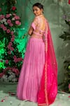 Shop_Miku Kumar_Pink Georgette Embroidered Cutdana Work V Neck Lehenga Set  _at_Aza_Fashions