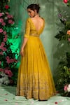 Shop Miku Kumar Yellow Net, Georgette Sequin Work, Zardozi V Neck Embroidered Lehenga Set at Aza Fashions Shop_Miku Kumar_Yellow Net, Georgette Sequin Work, Zardozi V Neck Embroidered Lehenga Set _at_Aza_Fashions