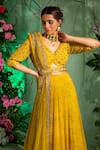 Buy Miku Kumar Yellow Net, Georgette Sequin Work, Zardozi V Neck Embroidered Lehenga Set Online at Aza Fashions Buy_Miku Kumar_Yellow Net, Georgette Sequin Work, Zardozi V Neck Embroidered Lehenga Set _Online_at_Aza_Fashions