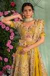 Buy_Miku Kumar_Yellow Silk Embroidered Zardozi Work V Neck Bridal Lehenga Set  _Online_at_Aza_Fashions