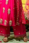 Shop_Miku Kumar_Pink Georgette And Net Embroidery Kurta & Palazzo Pant Set For Kids_Online_at_Aza_Fashions