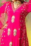 Miku Kumar_Pink Georgette And Net Embroidery Kurta & Palazzo Pant Set For Kids_at_Aza_Fashions