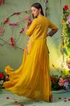 Shop_Miku Kumar_Yellow Georgette And Modal Satin Embroidery Cape & Dhoti Pant Set For Kids_at_Aza_Fashions