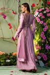 Shop_Miku Kumar_Purple Georgette And Net V Neck Embroidered Anarkali Set _at_Aza_Fashions