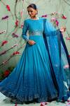 Buy Miku Kumar Blue Georgette And Net Round Embellished Anarkali Set at Aza Fashions Buy_Miku Kumar_Blue Georgette And Net Round Embellished Anarkali Set _at_Aza_Fashions
