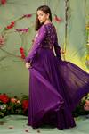 Shop Miku Kumar Purple Georgette And Tissue Round Embroidered Anarkali Set at Aza Fashions Shop_Miku Kumar_Purple Georgette And Tissue Round Embroidered Anarkali Set _at_Aza_Fashions