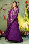 Miku Kumar Purple Georgette And Tissue Round Embroidered Anarkali Set Online at Aza Fashions Miku Kumar_Purple Georgette And Tissue Round Embroidered Anarkali Set _Online_at_Aza_Fashions