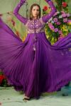 Buy Miku Kumar Purple Georgette And Tissue Round Embroidered Anarkali Set Online at Aza Fashions Buy_Miku Kumar_Purple Georgette And Tissue Round Embroidered Anarkali Set _Online_at_Aza_Fashions