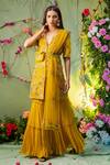 Buy_Miku Kumar_Yellow Georgette And Net Embroidery Kurta & Gharara Set For Kids_at_Aza_Fashions