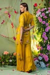 Shop_Miku Kumar_Yellow Georgette And Net Embroidery Kurta & Gharara Set For Kids_at_Aza_Fashions