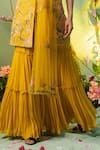 Miku Kumar_Yellow Georgette And Net Embroidery Kurta & Gharara Set For Kids_Online_at_Aza_Fashions