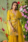 Buy_Miku Kumar_Yellow Georgette And Net Embroidery Kurta & Gharara Set For Kids_Online_at_Aza_Fashions