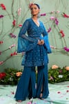 Buy_Miku Kumar_Blue Georgette And Net Embroidery Kurta & Palazzo Pant Set (For Kids)_Online_at_Aza_Fashions