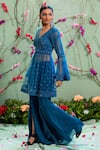 Miku Kumar_Blue Georgette And Net Embroidery Kurta & Palazzo Pant Set (For Kids)_Online_at_Aza_Fashions