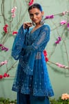 Shop_Miku Kumar_Blue Georgette And Net Embroidery Kurta & Palazzo Pant Set (For Kids)_Online_at_Aza_Fashions