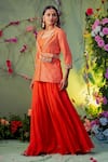 Buy_Miku Kumar_Orange Triple Georgette And Net Embroidery Jacket & Palazzo Pant Set For Kids_Online_at_Aza_Fashions