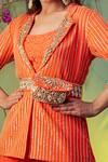 Miku Kumar_Orange Triple Georgette And Net Embroidery Jacket & Palazzo Pant Set For Kids_at_Aza_Fashions