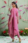 Shop_Miku Kumar_Pink Georgette And Net Embroidery Round Draped Kurta & Palazzo Pant Set _at_Aza_Fashions