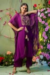 Buy_Miku Kumar_Purple Georgette Embroidery Kurta And Palazzo Pant Set For Kids_at_Aza_Fashions