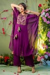 Buy_Miku Kumar_Purple Georgette Embroidery Kurta And Palazzo Pant Set For Kids_Online_at_Aza_Fashions