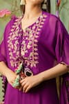 Miku Kumar_Purple Georgette Embroidery Kurta And Palazzo Pant Set For Kids_at_Aza_Fashions