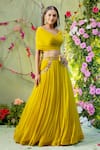 Buy_Miku Kumar_Yellow Viscose Lycra Embroidery Lehenga Set For Kids_at_Aza_Fashions