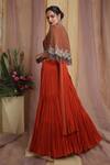 Shop_Miku Kumar_Orange Georgette Embroidered Zardozi Bustier Hand Lehenga Set _at_Aza_Fashions