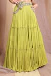 Miku Kumar_Green Viscose Lycra Embroidered Mirror Work Carmen Blouse And Lehenga Set _at_Aza_Fashions