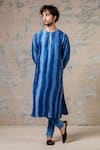 Buy_Devnaagri_Blue Cotton Silk Blend Tie And Dye Kurta Set _Online_at_Aza_Fashions