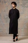 Devnaagri Black Cotton, Chanderi Kurta Set Online at Aza Fashions Devnaagri_Black Cotton, Chanderi Kurta Set _Online_at_Aza_Fashions