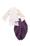 Shop_Maaikid_White Net, Silk Tassels, Beads Embroidered Jacket And Dhoti Pant Set _at_Aza_Fashions